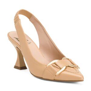 MARIAN Made In Spain Leather Slingback Heels With Ornament